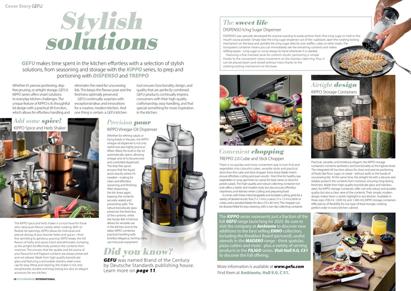 Kitchenware International Gefu Cover Story